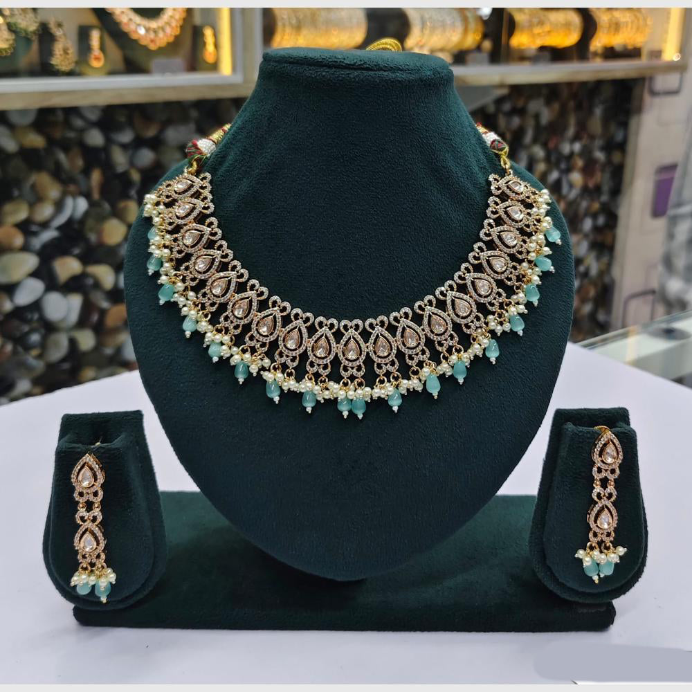 Rajwadi Collection Designer Kundan And Austrian Pearl Necklace Set