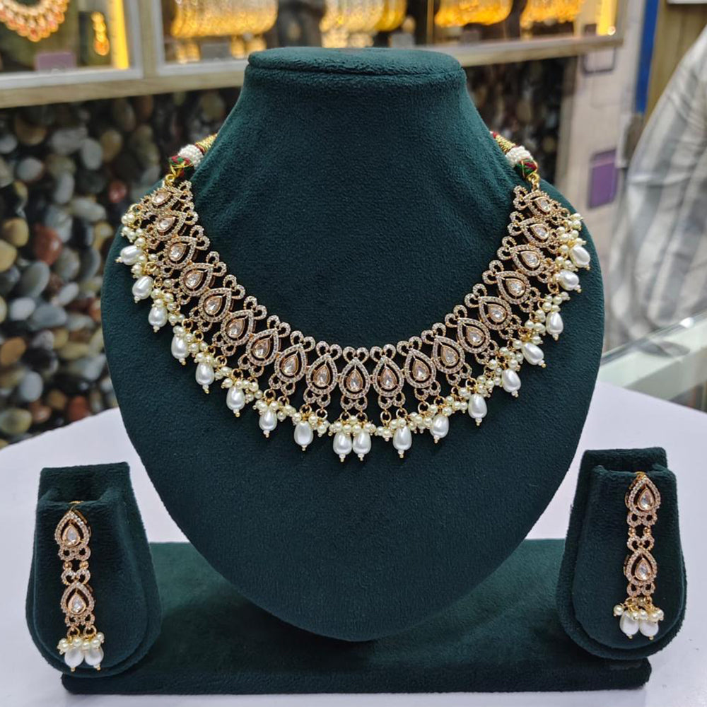 Rajwadi Collection Designer Kundan And Austrian Pearl Necklace Set