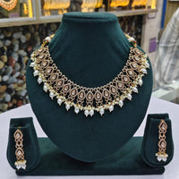 Rajwadi Collection Designer Kundan And Austrian Pearl Necklace Set