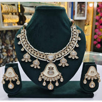 Rajwadi Collection Designer Heavy Polki Kundan And Pearl Necklace Set
