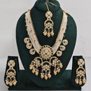 Rajwadi Collection Elegant Multi Layer Kundan Stone And Pearl Long Necklace Set