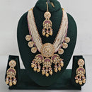 Rajwadi Collection Elegant Multi Layer Kundan Stone And Pearl Long Necklace Set