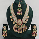 Rajwadi Collection Elegant Multi Layer Kundan Stone And Pearl Long Necklace Set