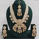 Rajwadi Collection Elegant Multi Layer Kundan Stone And Pearl Long Necklace Set