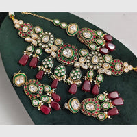 Rajwadi Collection Heavy Kundan Beads And Meenakari Choker Necklace Set