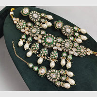 Rajwadi Collection Heavy Kundan Beads And Meenakari Choker Necklace Set