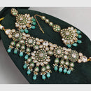 Rajwadi Collection Heavy Kundan And Beads Meenakari Choker Necklace Set