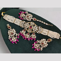 Rajwadi Collection Kundan Pearl And Beads Choker Necklace Set