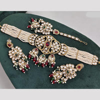 Rajwadi Collection Kundan Pearl And Beads Choker Necklace Set