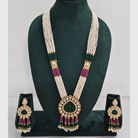 Rajwadi Collection Designer Kundan Stone Pearl Long Necklace Jewellery Set