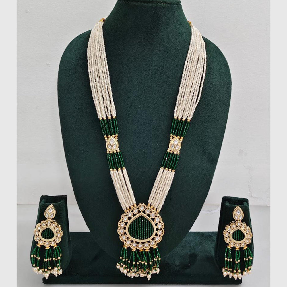 Rajwadi Collection Designer Kundan Stone Pearl Long Necklace Jewellery Set