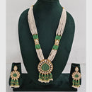 Rajwadi Collection Designer Kundan Stone Pearl Long Necklace Jewellery Set