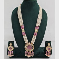 Rajwadi Collection Designer Kundan Stone Pearl Long Necklace Jewellery Set