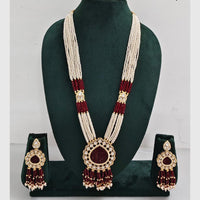 Rajwadi Collection Designer Kundan Stone Pearl Long Necklace Jewellery Set