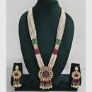 Rajwadi Collection Designer Kundan Stone Pearl Long Necklace Jewellery Set