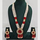 Rajwadi Collection Designer Kundan Stone Pearl Long Necklace Jewellery Set