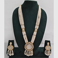 Rajwadi Collection Designer Kundan Stone Pearl Long Necklace Jewellery Set