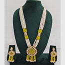 Rajwadi Collection Designer Kundan Stone Pearl Long Necklace Jewellery Set