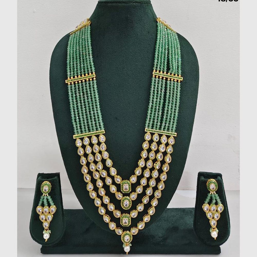 Rajwadi Collection Designer Kundan Stone Pearl Long Necklace Jewellery Set