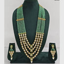 Rajwadi Collection Designer Kundan Stone Pearl Long Necklace Jewellery Set