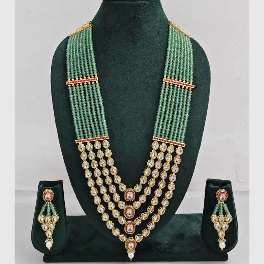 Rajwadi Collection Designer Kundan Stone Pearl Long Necklace Jewellery Set