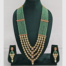 Rajwadi Collection Designer Kundan Stone Pearl Long Necklace Jewellery Set