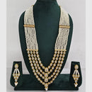 Rajwadi Collection Designer Kundan Stone Pearl Long Necklace Jewellery Set
