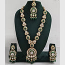 Rajwadi Collection Luxurious Heavy Kundan And Beads Meenakari Long Necklace Set