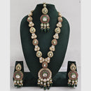 Rajwadi Collection Luxurious Heavy Kundan And Beads Meenakari Long Necklace Set