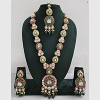 Rajwadi Collection Luxurious Heavy Kundan And Beads Meenakari Long Necklace Set