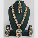 Rajwadi Collection Luxurious Heavy Kundan And Beads Meenakari Long Necklace Set