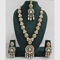 Rajwadi Collection Luxurious Heavy Kundan And Beads Meenakari Long Necklace Set