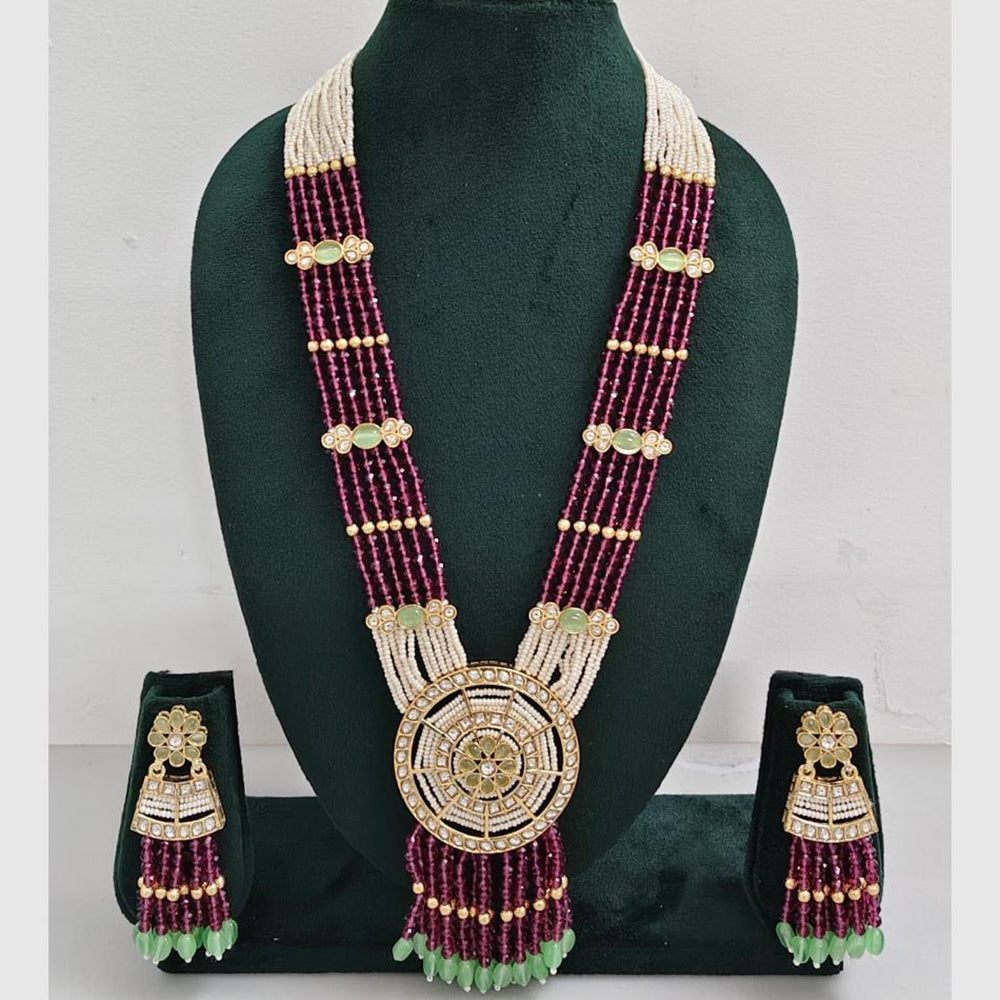 Rajwadi Collection Designer Kundan Stone Pearl Long Necklace Jewellery Set
