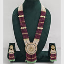 Rajwadi Collection Designer Kundan Stone Pearl Long Necklace Jewellery Set