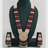 Rajwadi Collection Designer Kundan Stone Pearl Long Necklace Jewellery Set