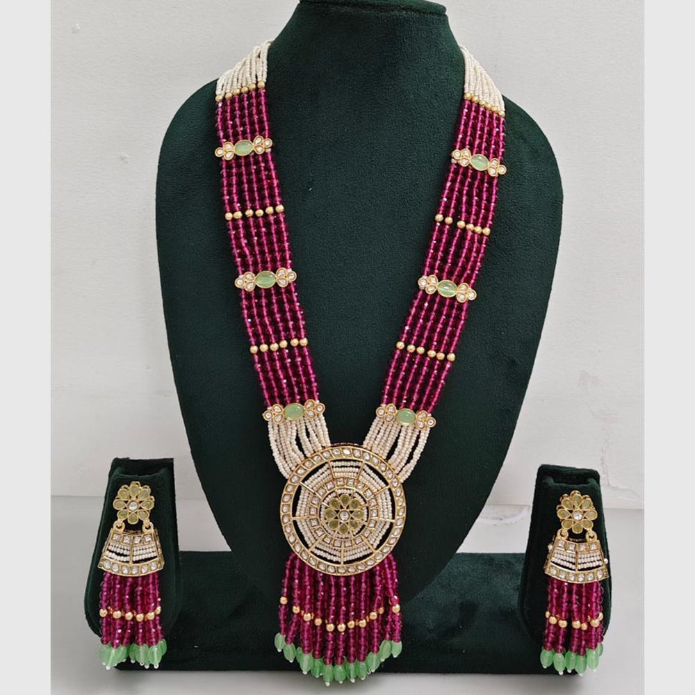 Rajwadi Collection Designer Kundan Stone Pearl Long Necklace Jewellery Set