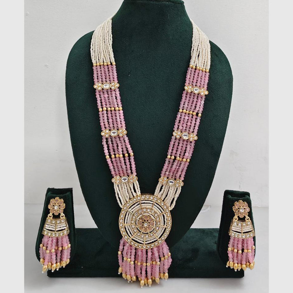 Rajwadi Collection Designer Kundan Stone Pearl Long Necklace Jewellery Set