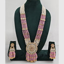 Rajwadi Collection Designer Kundan Stone Pearl Long Necklace Jewellery Set