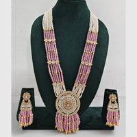 Rajwadi Collection Designer Kundan Stone Pearl Long Necklace Jewellery Set