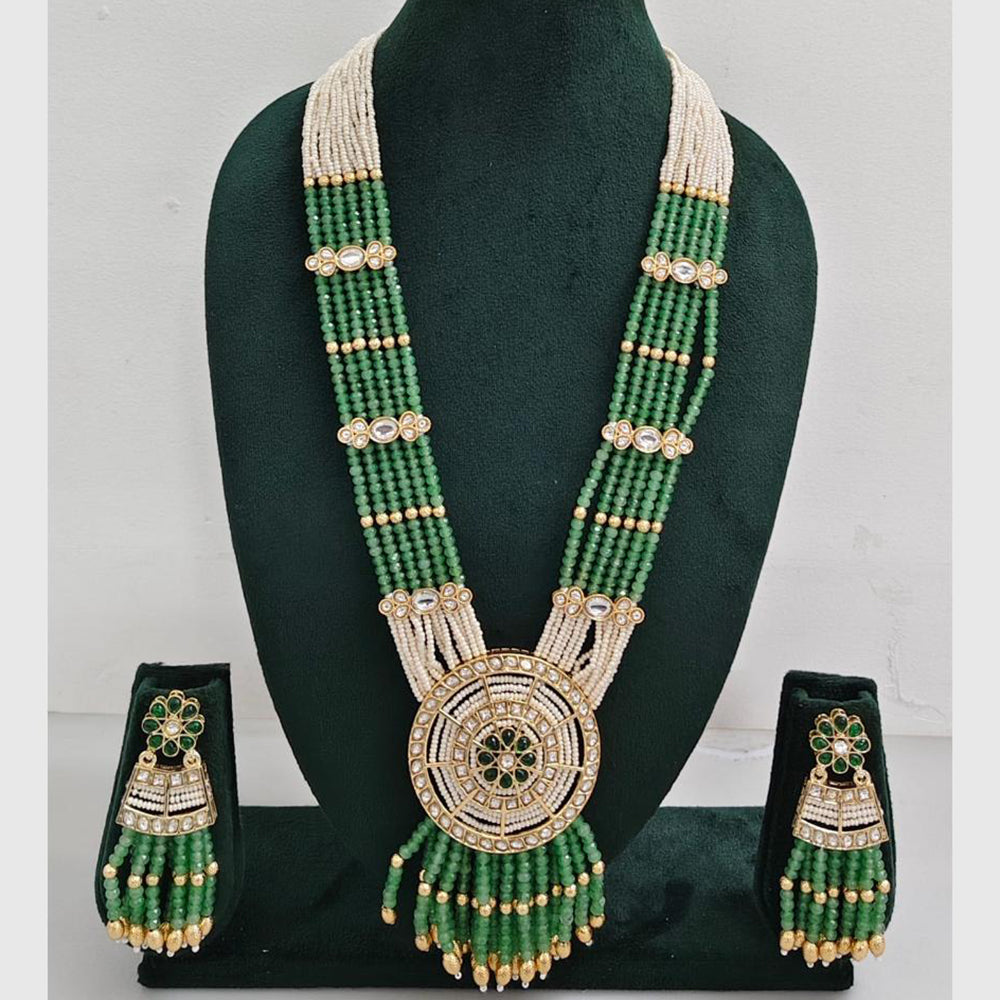 Rajwadi Collection Designer Kundan Stone Pearl Long Necklace Jewellery Set