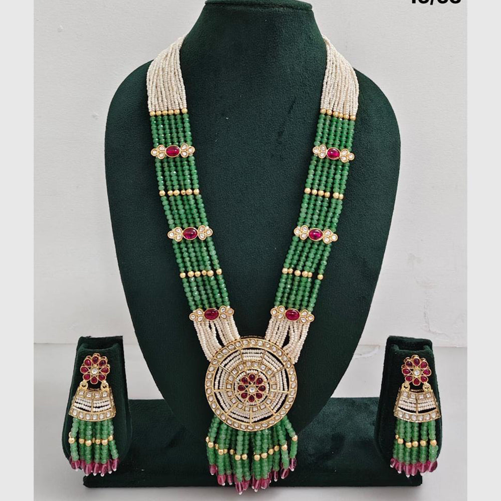 Rajwadi Collection Designer Kundan Stone Pearl Long Necklace Jewellery Set