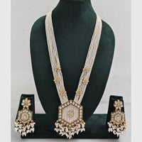 Rajwadi Collection Designer Kundan Stone Pearl Long Necklace Jewellery Set