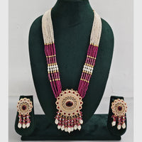 Rajwadi Collection Luxurious Crystal And Beads Meenakari Long Necklace Set
