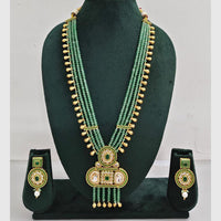 Rajwadi Collection Designer Crystal Stone Pearl Long Necklace Jewellery Set