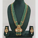 Rajwadi Collection Designer Crystal Stone Pearl Long Necklace Jewellery Set
