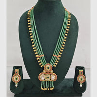Rajwadi Collection Designer Crystal Stone Pearl Long Necklace Jewellery Set
