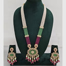 Rajwadi Collection Designer Crystal Stone Pearl Long Necklace Jewellery Set