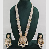 Rajwadi Collection Designer Crystal Stone Pearl Long Necklace Jewellery Set