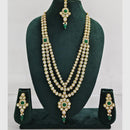 Rajwadi Collection Designer Crystal Stone Pearl Long Necklace Jewellery Set