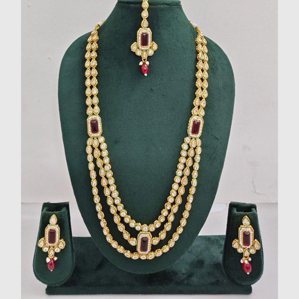 Rajwadi Collection Designer Crystal Stone Long Necklace Jewellery Set